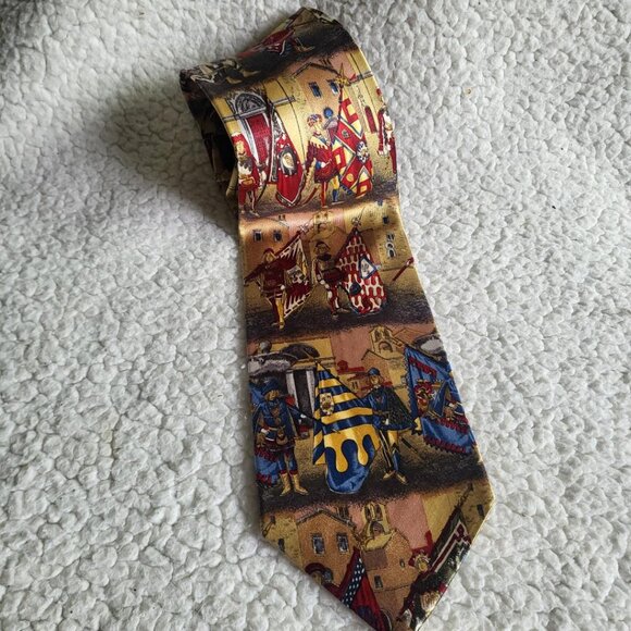 AUDREY BUCKNER men's tie, Royalty Renaissance pattern, 100% European Silk, 56" - Picture 1 of 3